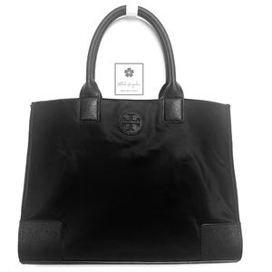 Tory Burch - Ella Tote - Black Nylon and Leather